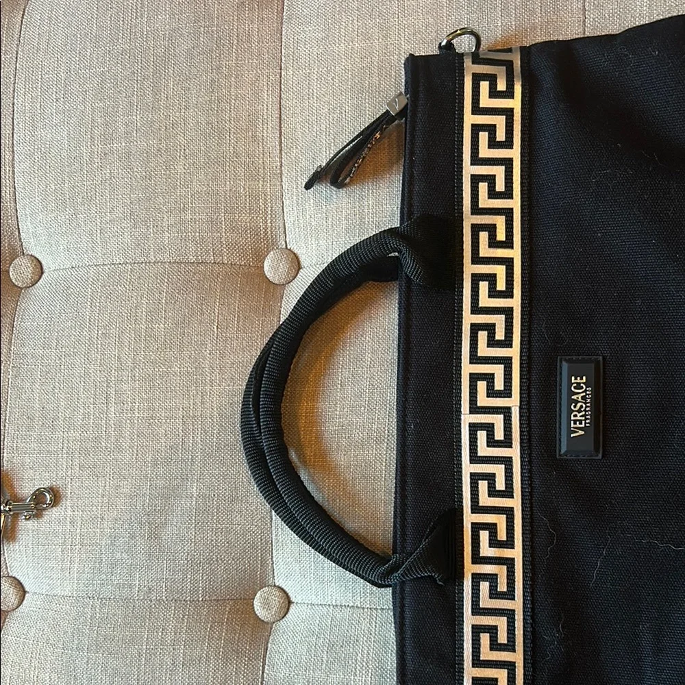 Versace Fragrances Men's Luxury Canvas Bag with Attachable Crossbody Strap